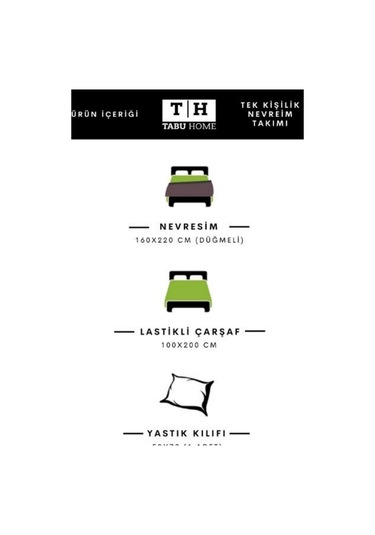 Tabu Home Parure Çarşafı Lastikli Tek Kişilik Nevresim Takımı