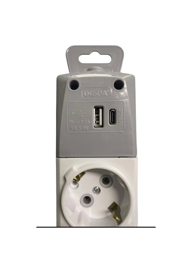 3 Lü Topraklı Klemensli Usb Grup Priz Usb A + Usb C Chargıng 5v 2 ,1 A 10,5 W