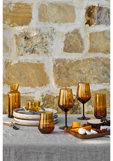 Rakle New Iconic 4'lü Su Kadehi Seti Amber 490 Cc Renkli