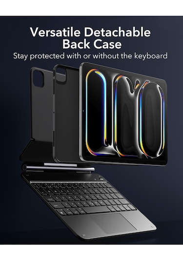 Apple Uyumlu iPad Pro 11" 2024, M4 Rebound Manyetik 360 Klavyeli Kılıf Klavyeli Kılıf