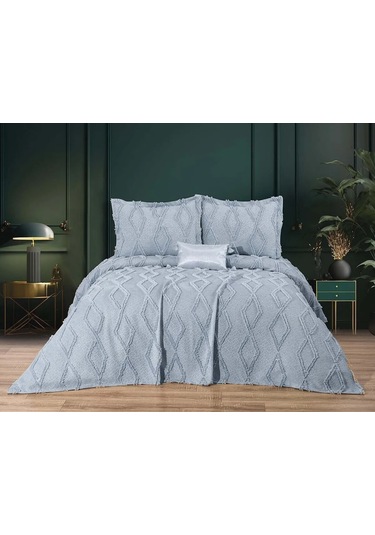 Afrodit 4 Parça Çift Kişilik Yatak Örtüsü Gri