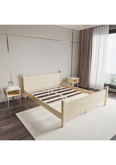 Melodi Model Vernikli Çam Ahşap Karyola-122 120 x 200