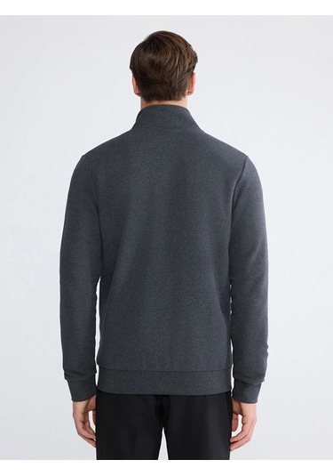 Lc Waikiki Antrasit Standart Kalıp Dik Yaka Erkek Fermuarlı Sweatshirt