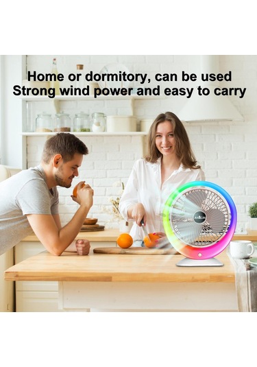 Usb Şarjı Gradyan Ortamlı Renkli Led Masa Fanı 3speed Rüzgar Enerjisi 1200mah Pil