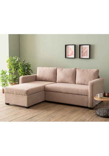 Pafu Kado Yataklı Köşe Koltuk Takımı - Bohem Vizon Vizon