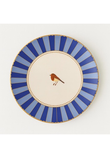 Seramık 6 Kısılık Mavi Kuşlu14 Parca Seramık Kahvaltı Takımı Beyaz