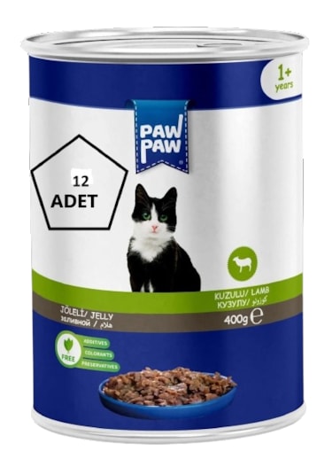 Paw Paw Joleli Kuzu Etli Yetişkin Kedi Konservesi 12 x 400 G