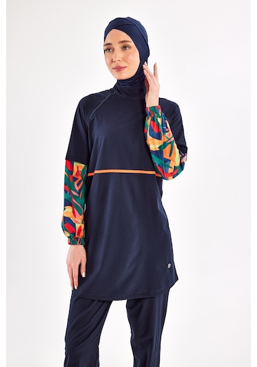 Spor Likra Tam Kapalı Tesettür Mayo Yeva 1205 Lacivert Lacivert