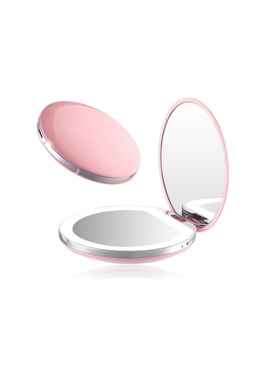 Vkemall 1x/3x Büyüteçli Aydınlatmalı Makyaj Aynası Işık Mini Yuvarlak Taşınabilir Led Ma