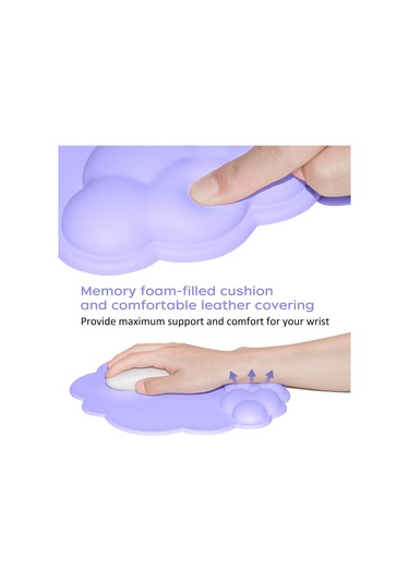 Ev Ofis İçin Deri Bilek Destekli, Hafızalı Köpüklü Bulut Şekilli Bilek Destekli, Kaymaz Pu Tabanlı Mouse Pad