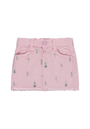 Civil Baby Çiçek Baskılı Denim 6-18 Ay Etek - Pembe Soft Pembe