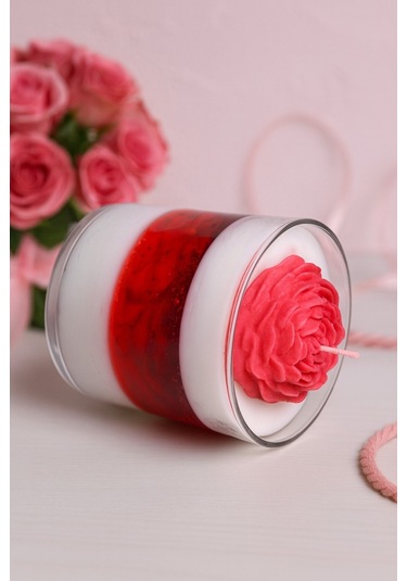 Gül Kokulu Mum Bardakta Gül