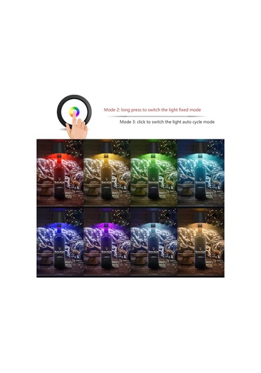 Ruicoo Şarap Şişesi Şeklinde Dokunmatik Rgb Led Lamba - 4000mah Pilli, Taşınabilir Ve Su Geçirmez Kırmızı