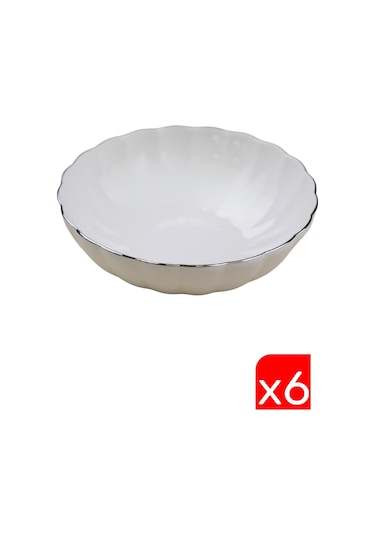 Kütahya Porselen Bone Luz Platin Fileli Çorba Kasesi 15cm 6 Lı krem
