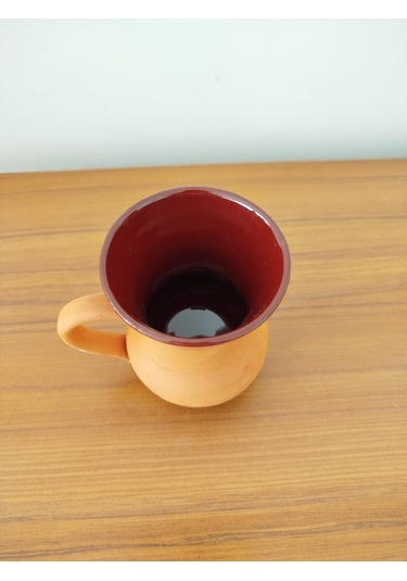 Toprak El Yapımı İçi Sırlı Soğuğu Koruyan Ayran Bardağı 300 Ml