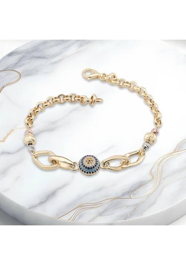 Takıhan Nazar Boncuklu 925 Ayar Gümüş Hallow Bileklik