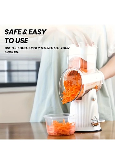 Motion003 Beyaz Mutfak Gerekliliği Manuel Elde Taşınabilir Sebze Dilimleyici Döner Peynir Rendeleyici Fındık Öğütücü 10 Paslanmaz Çelik Bıçaklı Beyaz