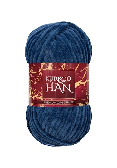 Kürkçü Han Kadife 100gr 95mt Örgü İpi Koyu Denim Mavisi