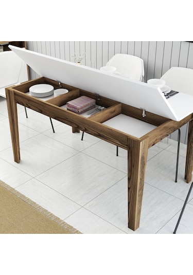 Milan Yemek Masası - Ceviz / Beyaz