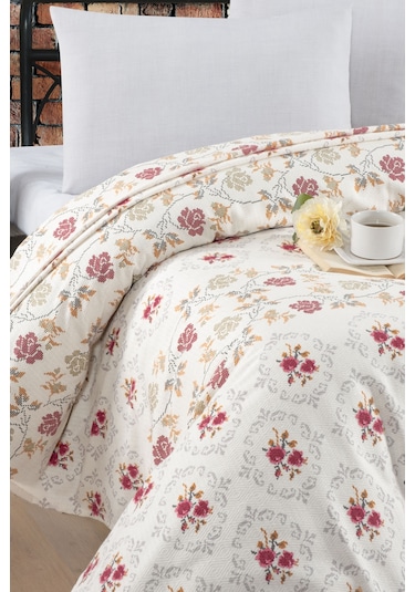 Vionel Home Kanaviçe 8 Farklı Desenli Pamuklu Çift Kişilik Baskılı Pike Çok Renkli