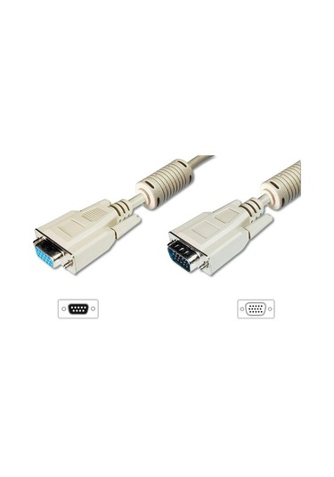 Digitus AK-310203-030-E 3 Mt VGA to VGA Erkek-Dişi AWG28 3Coax/7C Bej Görüntü Kablosu