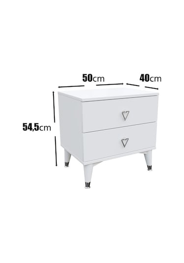 Simple 2 Çekmeceli Komodin Smp5002 Beyaz Gümüş