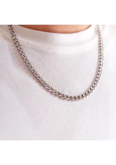 Ferizz 316l Çelik Samanyolu Unisex Zincir Kolye 60 Cm Zn-295 Beyaz