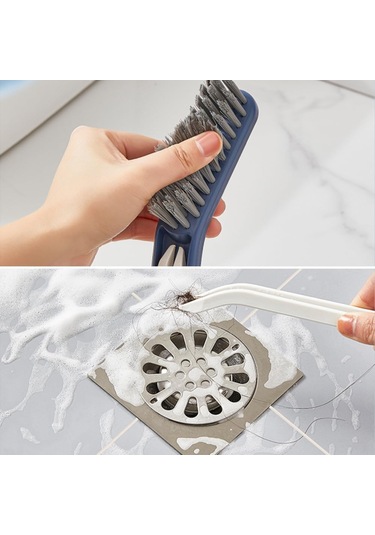 Teltree Mavi 4'lü Paket V-şekilli Zemin Aralığı Temizleme Fırçası, Çok Amaçlı Sert Tüylü, Kırıntı Toplama Klipsi İle Banyo-mutfak Temizliği Mavi