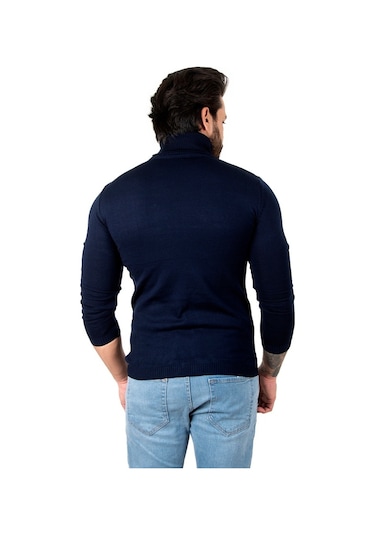 Deepsea Lacivert Balıkçı Yaka Lacivert Düz Kazak 2002292 Lacivert