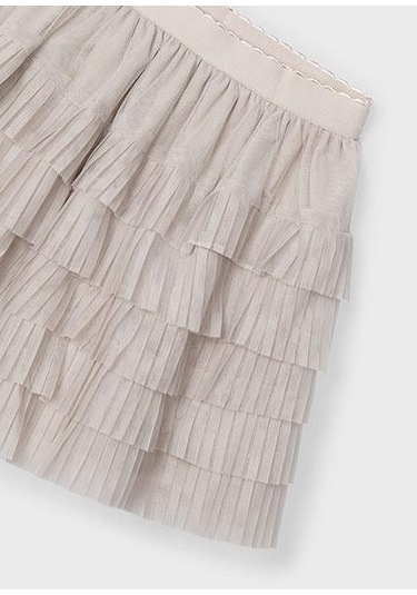 Mayoral Kız Çocuk Pileli Tül Etek 04902 Gri