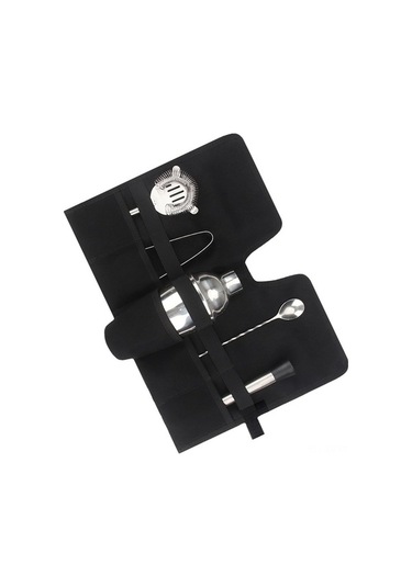 Fortunelane Kollektif Kokteyl Aletleri Çantası - Ahşap Kumaş, Taşınabilir, Kamp İçin Profesyonel Mixoloji Seti Çok Renkli Çok Renkli