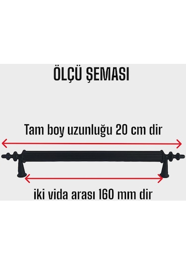 Erciyes Kulp Siyah 160 Mm Kulp Mobilya Mutfak Dolabı Çekmece Dolap Kapak Kulpu Kulbu Metal Kulpları