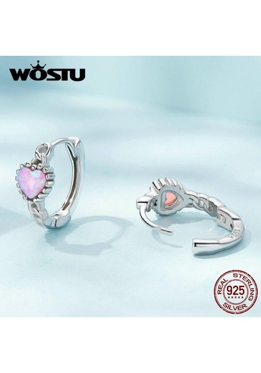 Wostu Otantik 925 Ayar Gümüş Narin Güzel Renkli Aşk Küpe Kadınlar Takı Hediye İçin Diğer