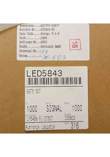 Ly5469fje7507 Yellow Diffused Led Opto 100 Adet