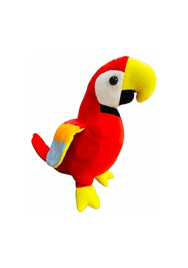 Peluş Oyuncak Kırmızı Papağan Kuş 30 Cm Kırmızı