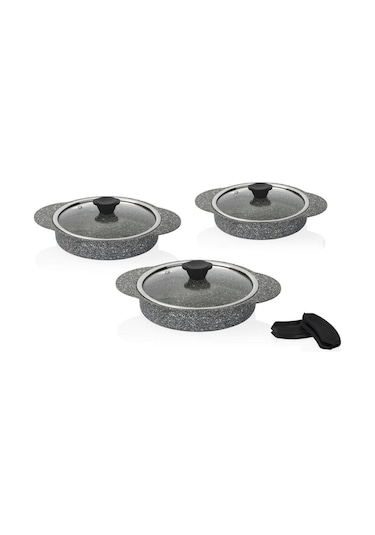 Taç Granit Plus Silikon Saplı 3lü Gri Sahan Seti Tac-3182