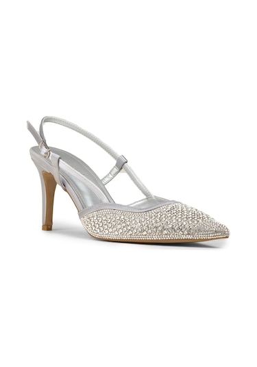 Deery Kadın Taş Detaylı Gümüş Renk Slingback Stiletto - Rd140zgmsm01 Gümüş