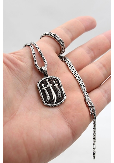 Hz. Ali Zülfikar Kılıcı 925 Ayar Gümüş Kolye Kral Zincir 2mm 902420 Gümüş