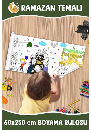 Melolisa Ramazan Bayramı Temalı Dev Boyama Rulosu 60x250 Cm