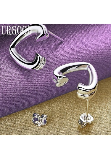 925 Ayar Gümüş Kalp Şeklinde Küpe Hediye Moda Takı