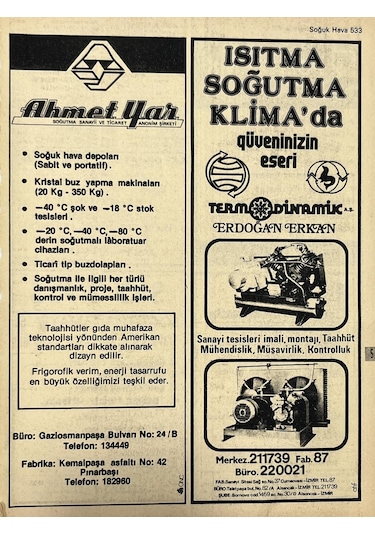 İzmir 1982-1983 Meslek Reklam İlanı Efemera S533