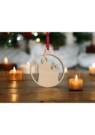 10 Parça Ahşap Yılbaşı Ağacı Süs Seti-4 Ortalama 6-8 Cm Noel Ağacı Süsü