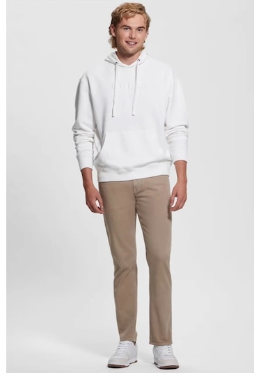Guess Erkek Finch Beyaz Sweatshirt Beyaz