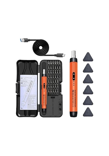 3.7v Şarjlı Mini Elektrikli Tornavida Seti 500mah Type-c Manyetik Hassas Uçlu Vida Seti 38 Parça
