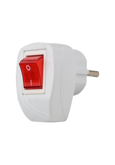 Elektrik Topraklı Anahtarlı Tekli Erkek Fiş Kablosuz Beyaz