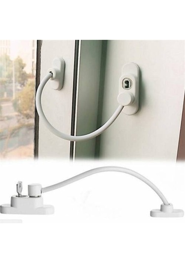 10 Adet Çelik Halatlı Pvc Kapı Pencere Emniyet Kilidi - Pencere Ç