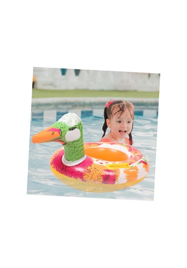 Pembe Çocuk Yüzme Teknesi Şişme Hayvan Bebek Şamandıra Çocuklar Açık Sarı