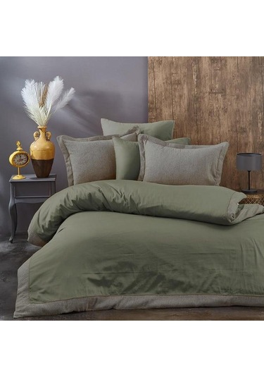 Nazik Saten Nevresim Takımı Çift Kişilik Amanda Yeşil