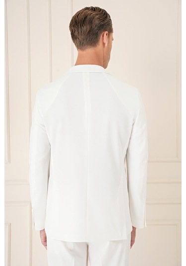 Comfort Fit Torba Cep Dokulu Esnek Pamuk Casual Ekru Ceket C 676 Ekru