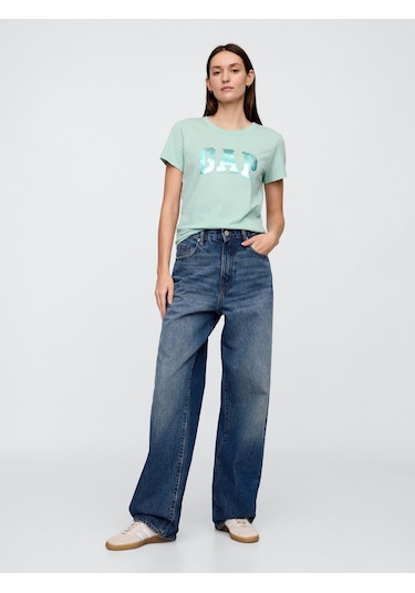 Gap 729555013 V-ss Logo Classic Tee Kadın Tişört Yeşil
